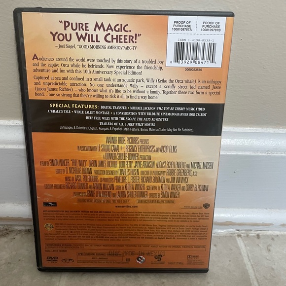 Free Willy 10th Anniversary Special Edition DVD - Picture 2 of 3
